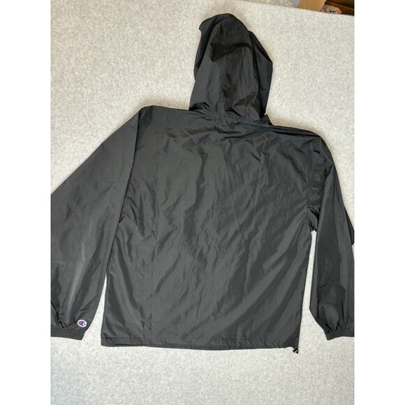 Vintage Black Champion Windbreaker With Hood Quarter Zip With Pockets Large - Picture 12 of 15